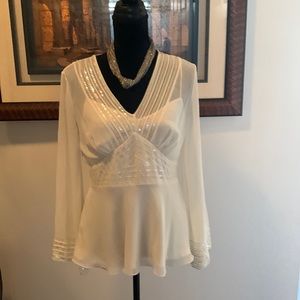 Liz Claiborne off white semi sequin blouse size 10